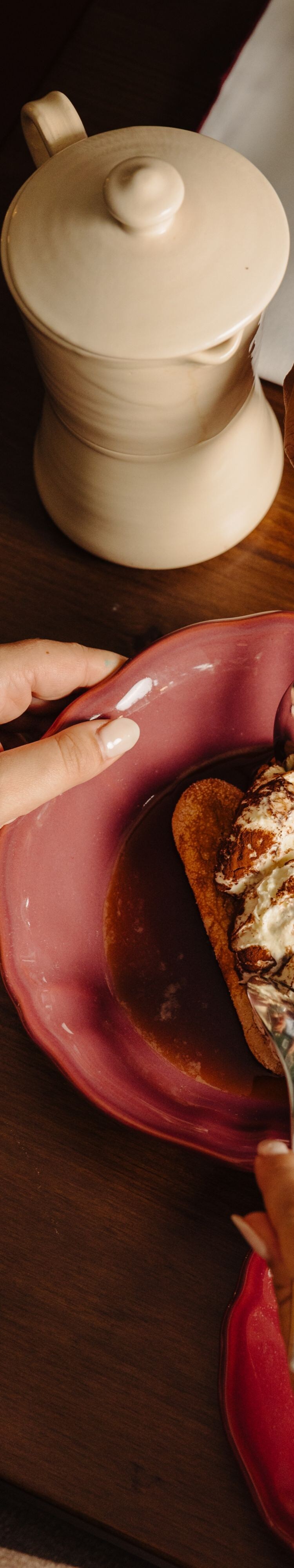 Guests sharing made-to-order tiramisu