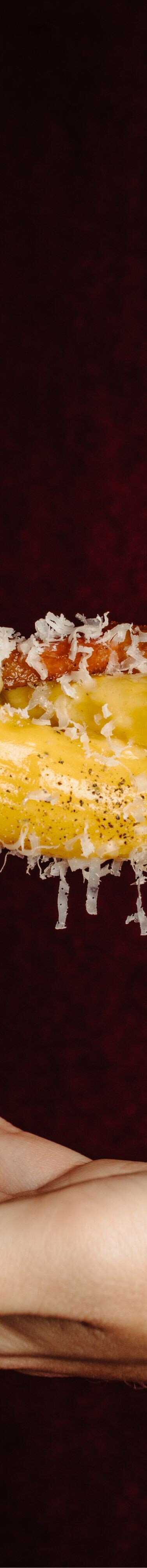 Forkful of carbonara pasta