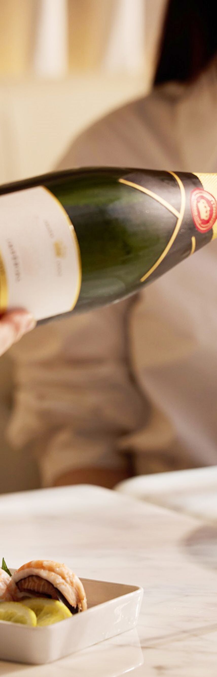 Champagne being served at buffet