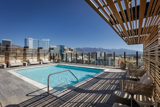 Rooftop pool at Salt Lake City hotel