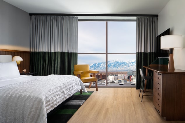 Modern hotel room with views in Salt Lake City