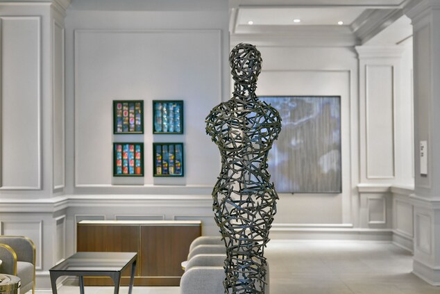 Art sculpture in lobby