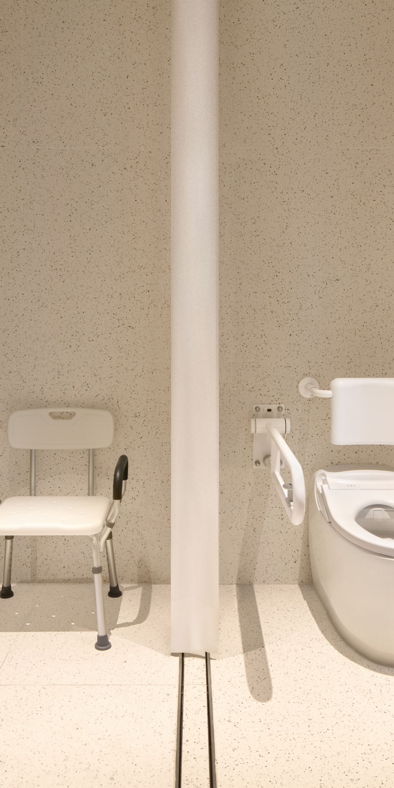 Grab bars, emergency assistance button, hair dryer