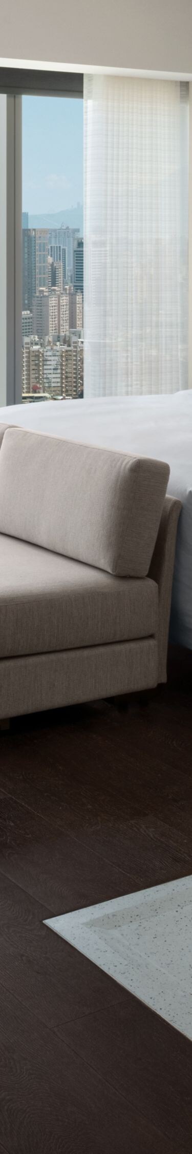 city view, king bed, desk, sofa