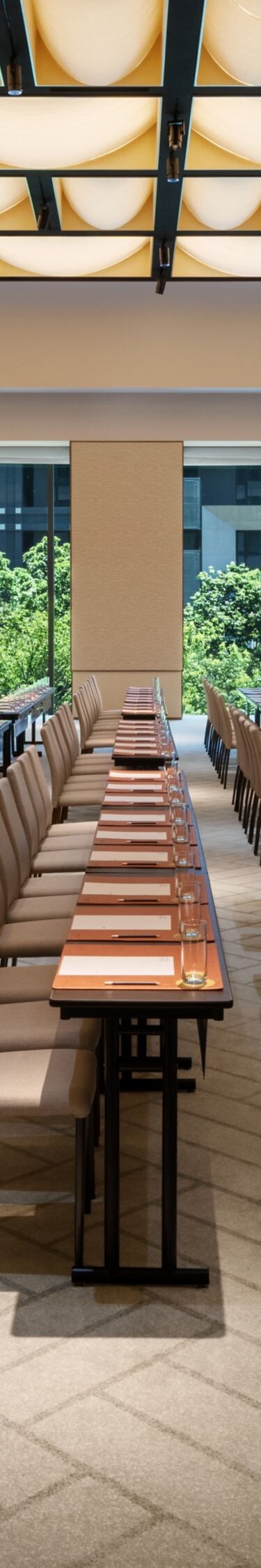 Naturally lit Grand Ballroom with classroom-style 