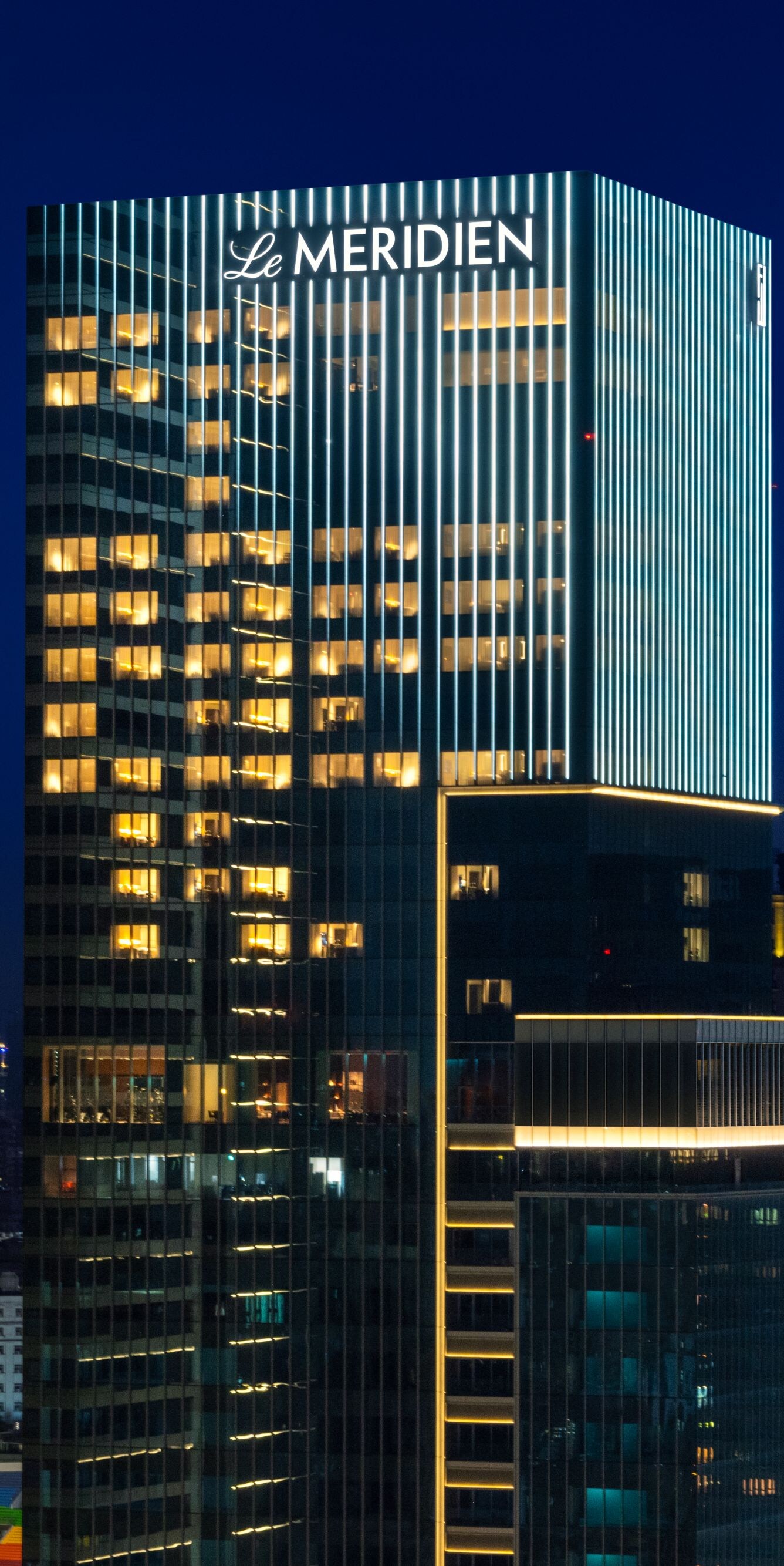 exterior of hotel at night