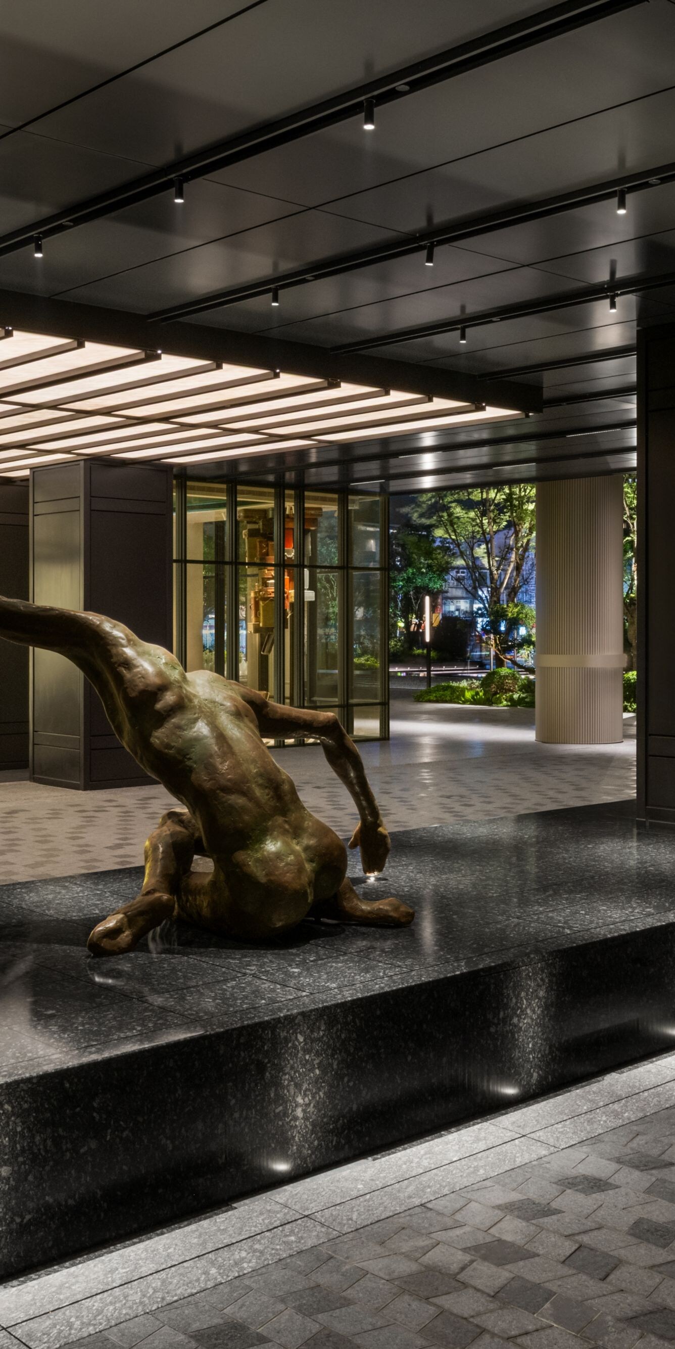 statue on pedestal indoor