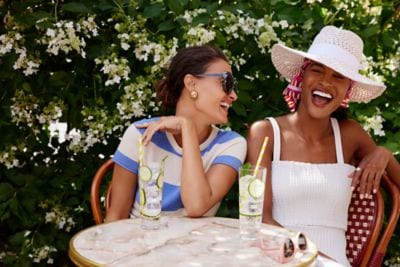 Women enjoying beverages at a café