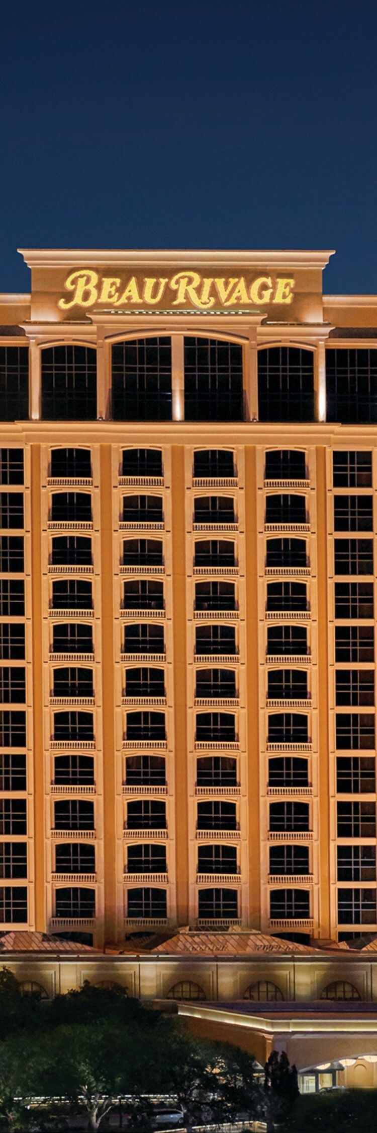 Beau Rivage building at night