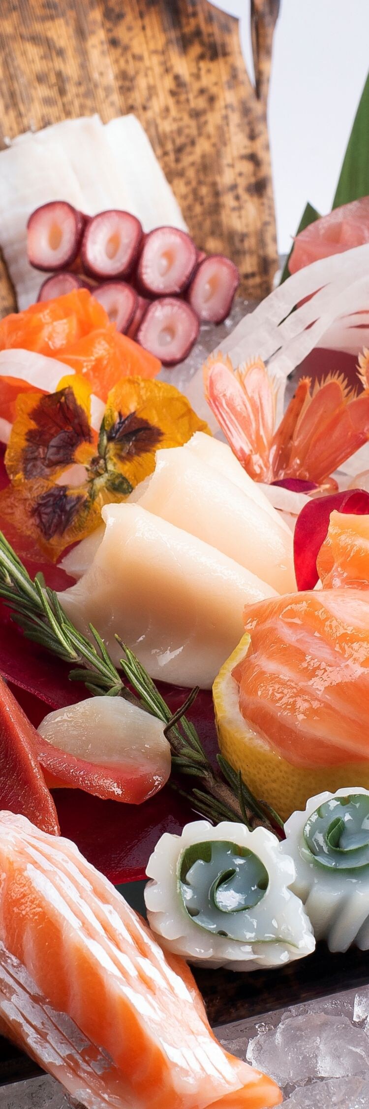 Seafood, sushi platter on ice