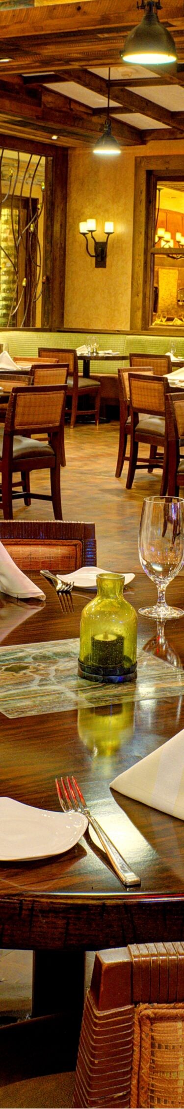 Restaurant, tables, chairs, place settings