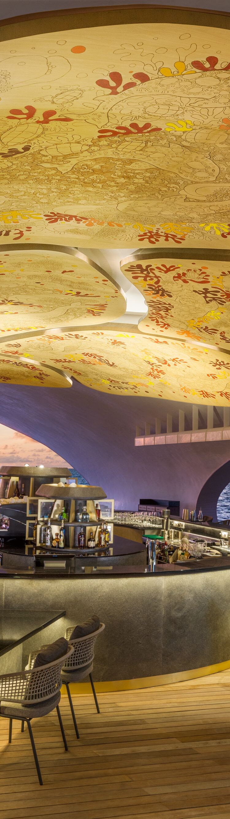 Fresque au restaurant de plage Whale&nbsp;Bar aux Maldives