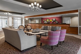 Lobby, front desk counter and seating area