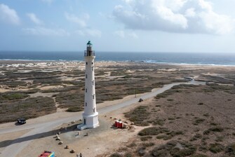 Lighthouse near local beach