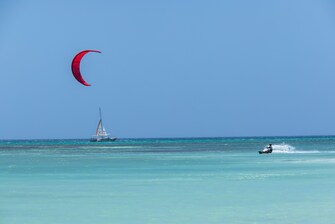 Parasurfing and sailing at the beach