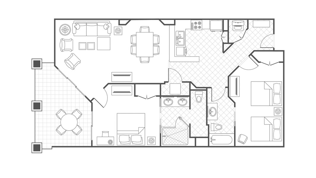 Two Bedroom Villa Floorplan