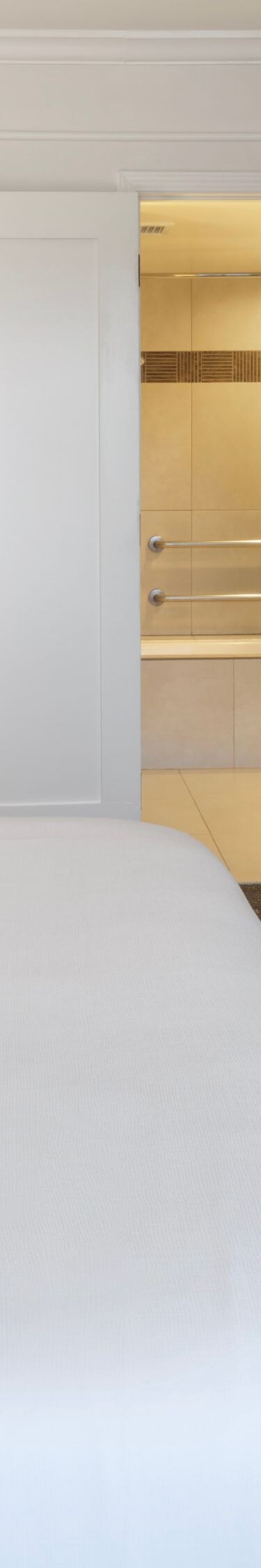 King bed with TV, microwave, and coffee maker