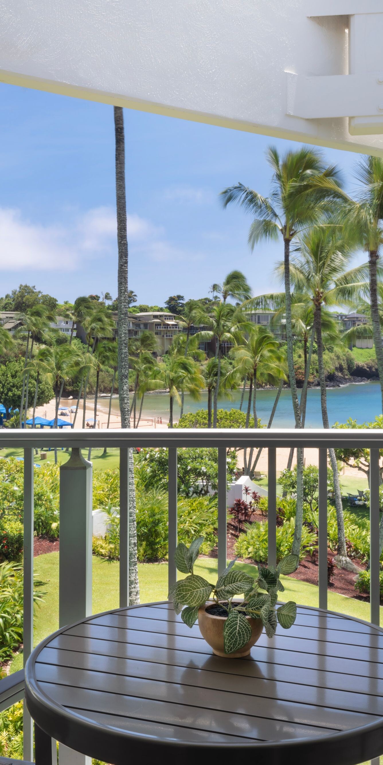 Furnished balcony with ocean and beach view