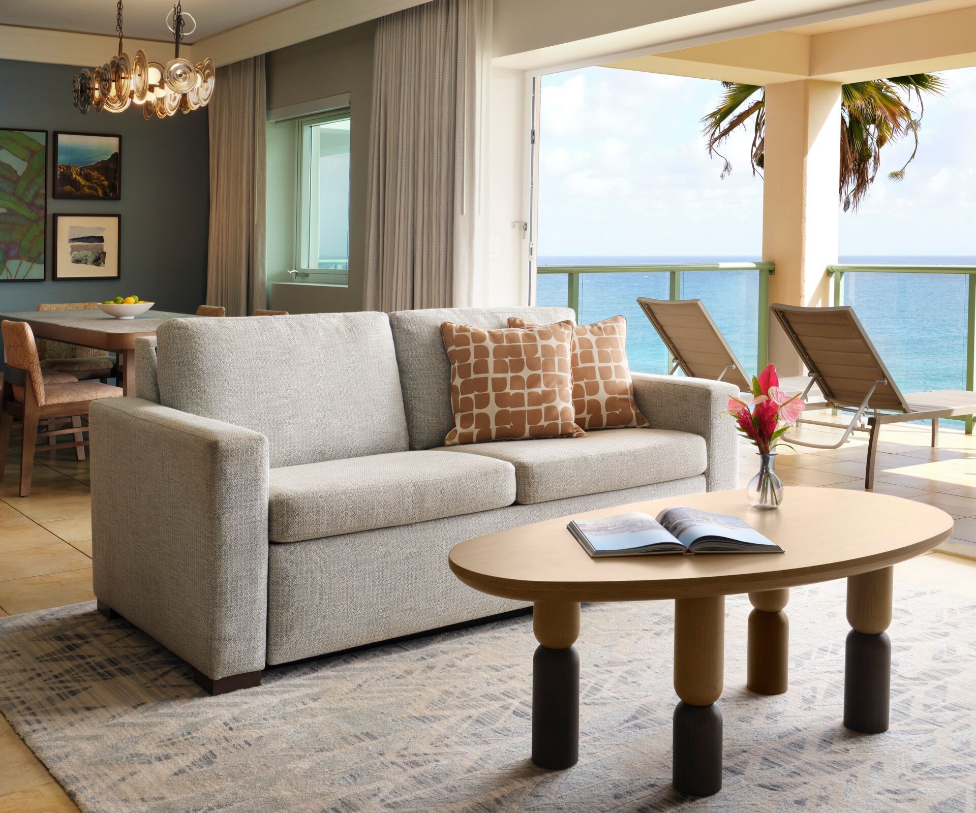 Oceanview suite with living area and balcony