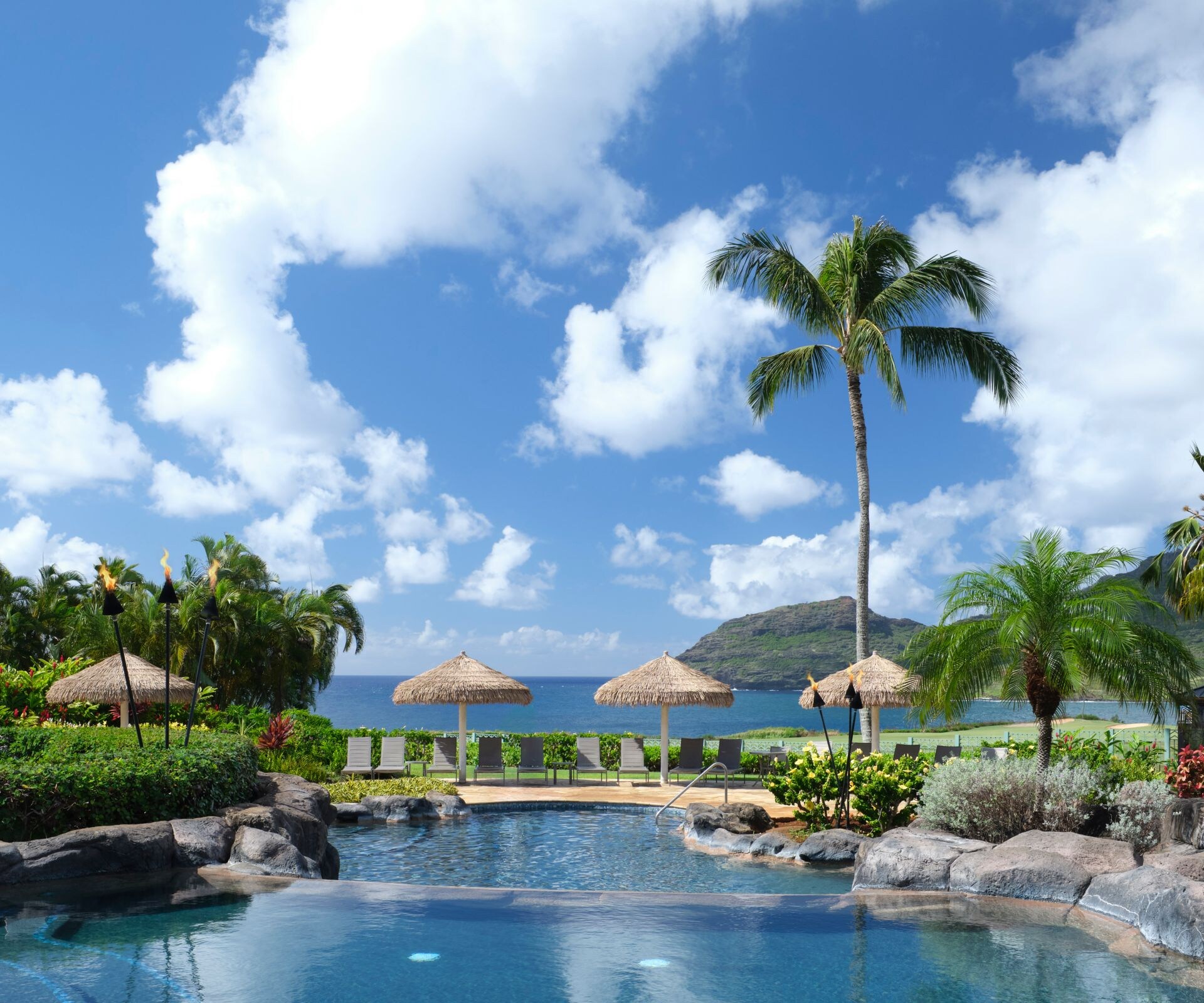 Kauai family-friendly pool with ocean views
