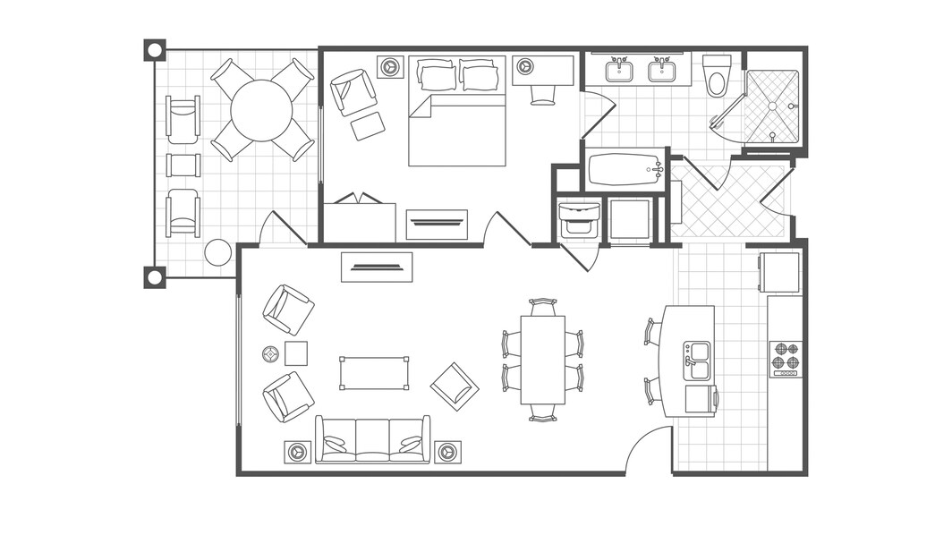 One bedroom villa floorplan