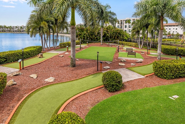 Miniature golf course by the lake