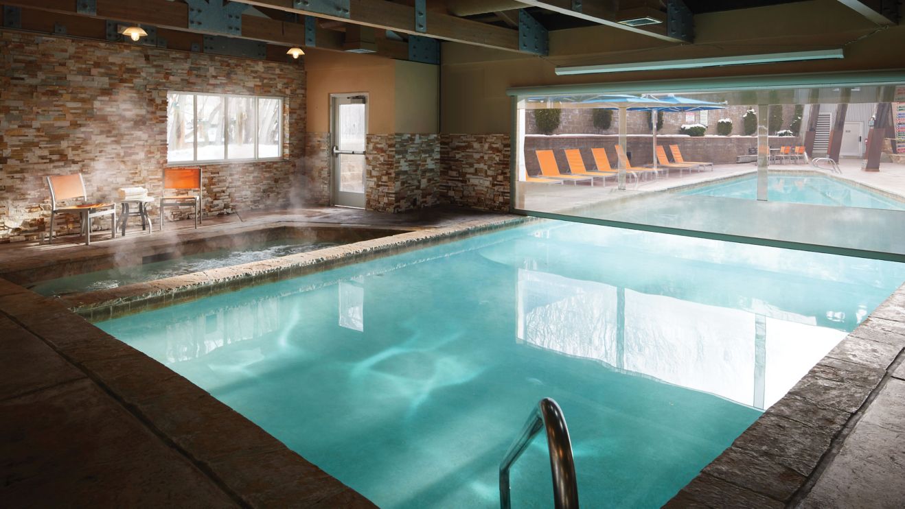 Indoor and outdoor pool with indoor spa