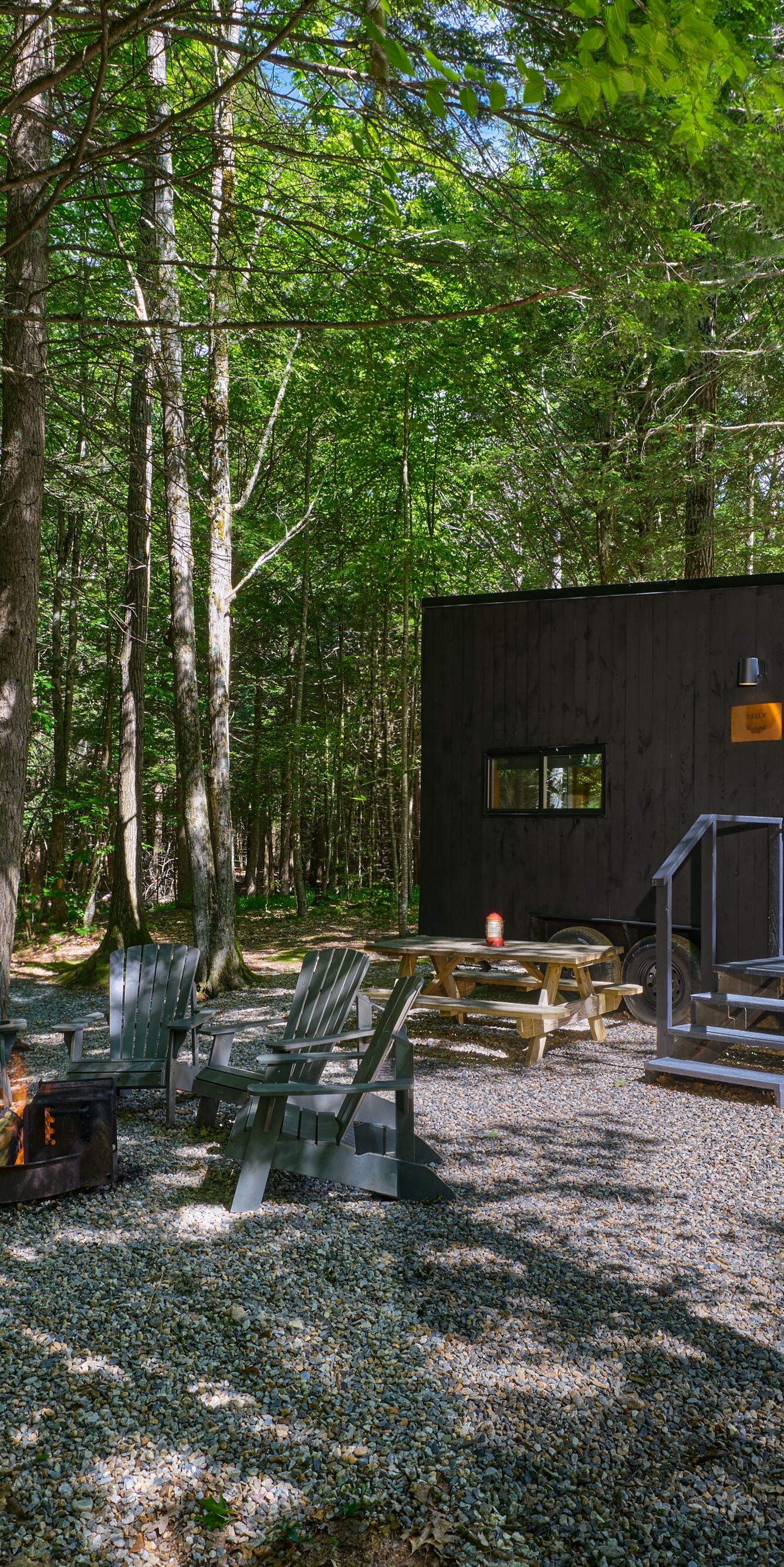 Queen Bunk Cabin Exterior in Woods
