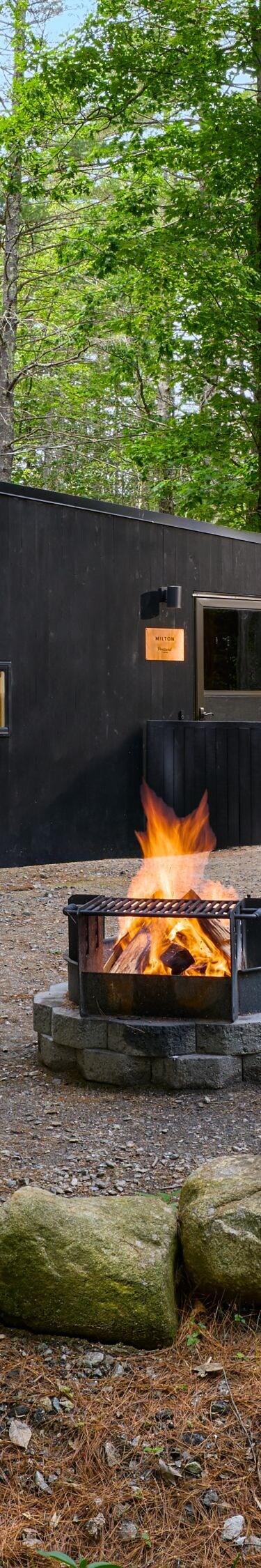 ADA Cabin Exterior Fire Pit Chairs Picnic Table