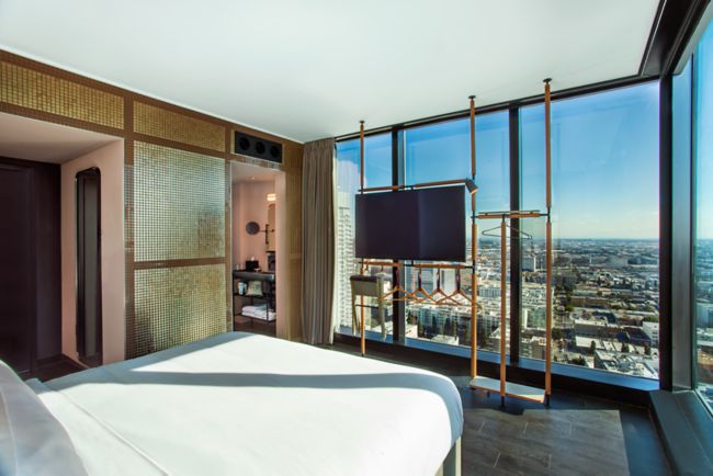 View from the bed with floor to ceiling views 
