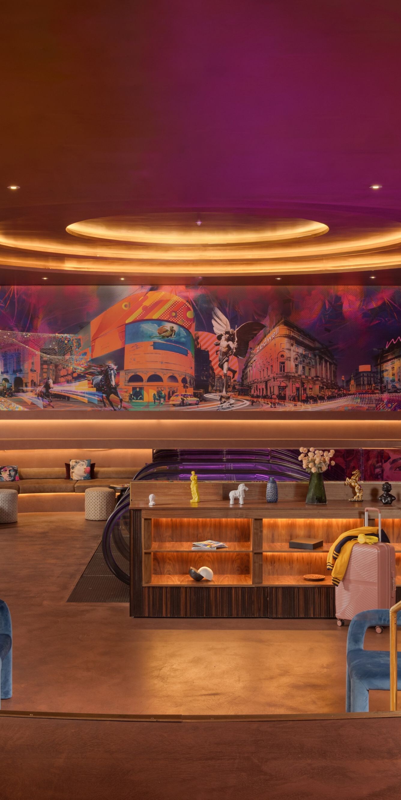 lobby lounge area with bar