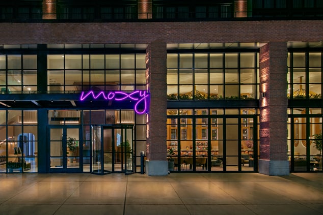 Exterior image of Moxy sign and entrance