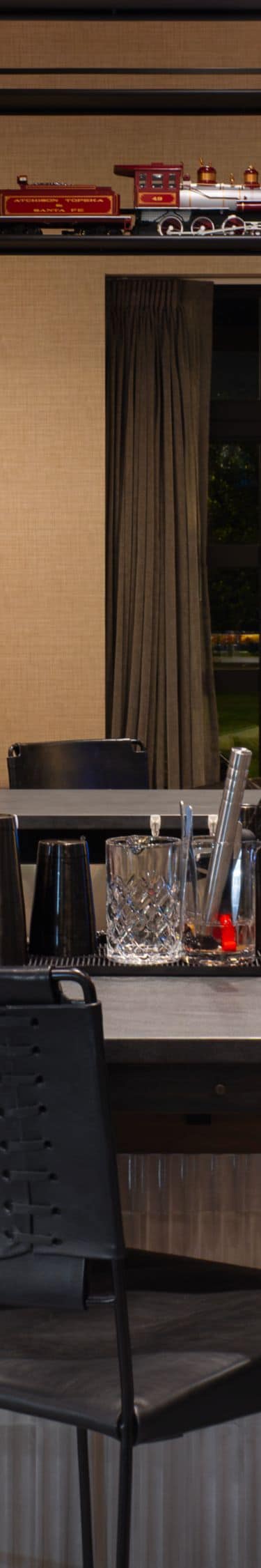 Stocked bar and counter seating