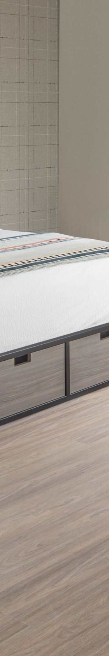 King bed and workspace