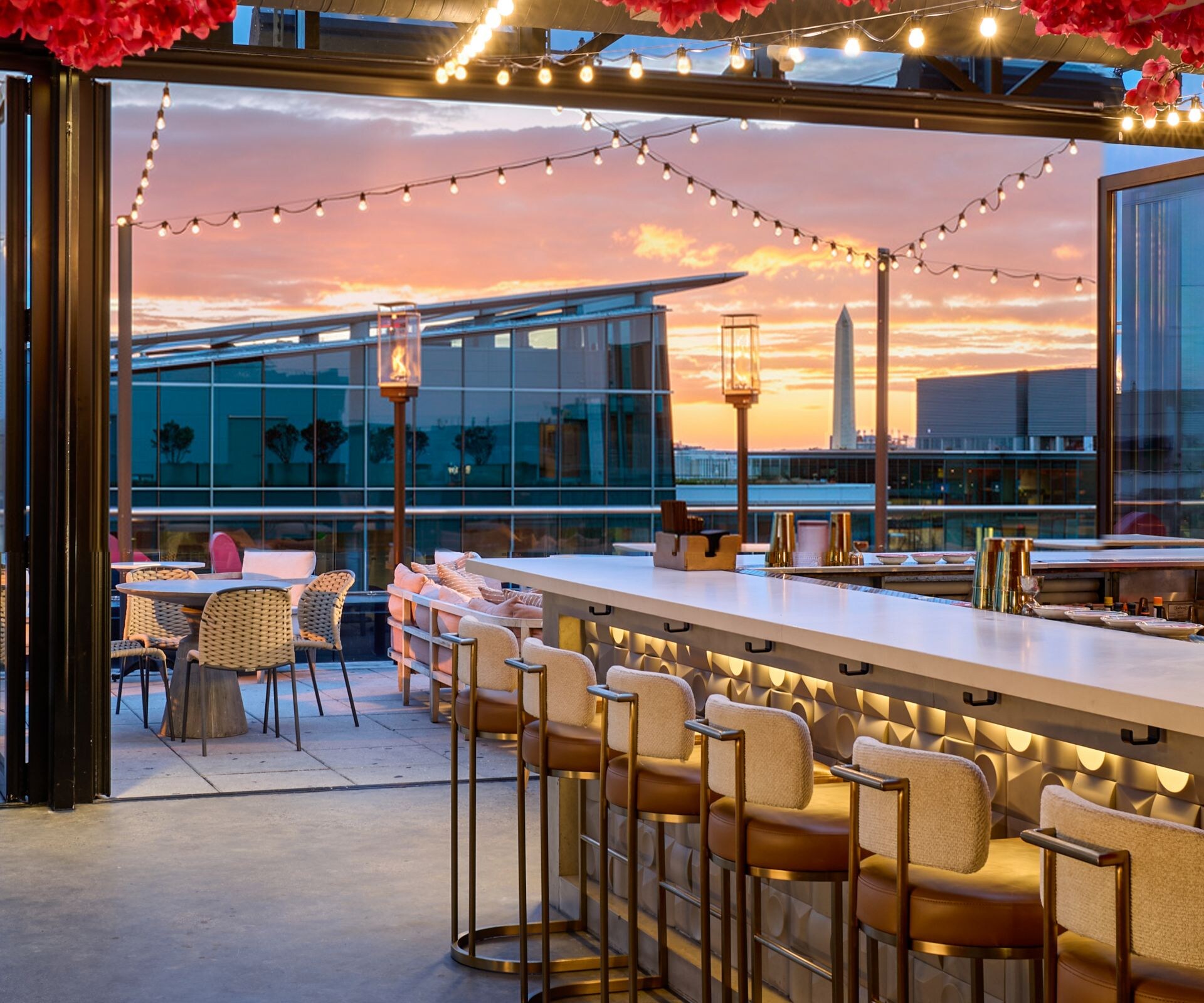 Rooftop dining overlooking the city