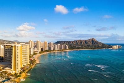 Drone view of Hawaii Oahu islands
