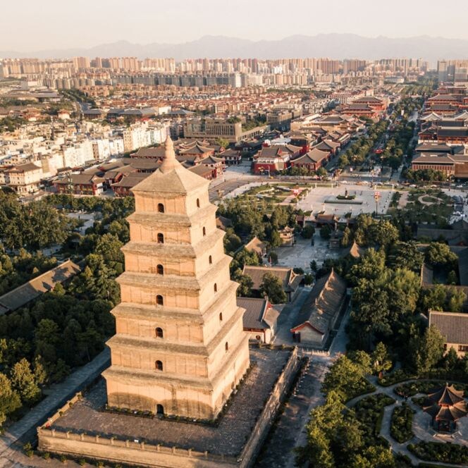 Xian temple Aeriel view 