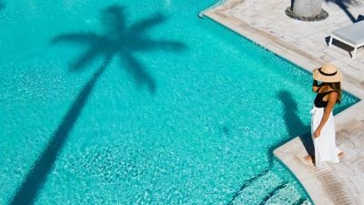 Bal Harbour palm tree reflection in the pool