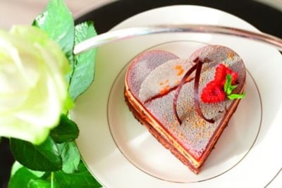 A heart-shaped cake