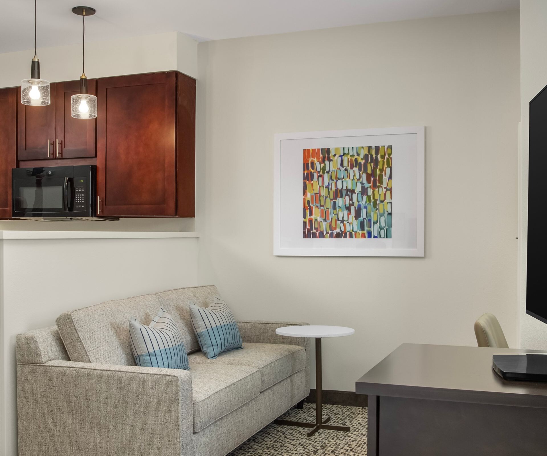 King studio room living area and kitchenette