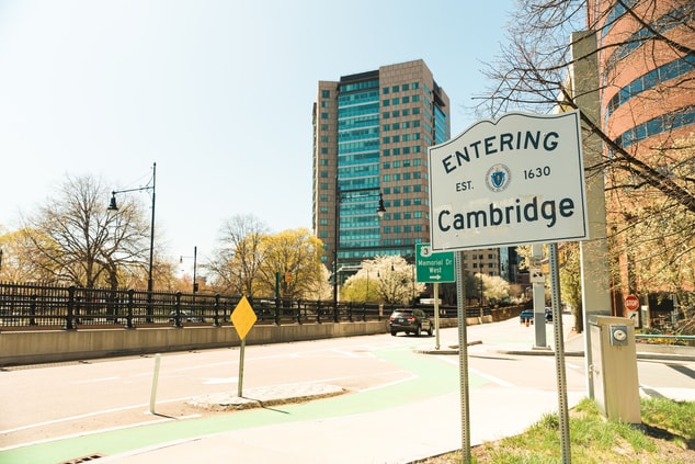 Entering Cambridge Sign and Scenery