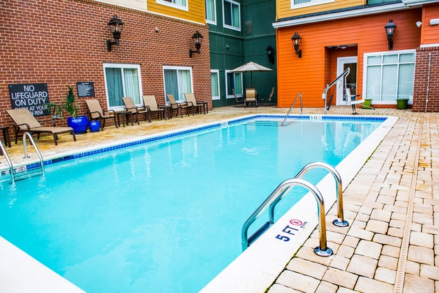 Guests can cool down in our outdoor pool.