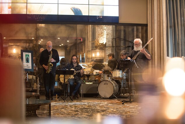 Musicians playing jazz music at hotel