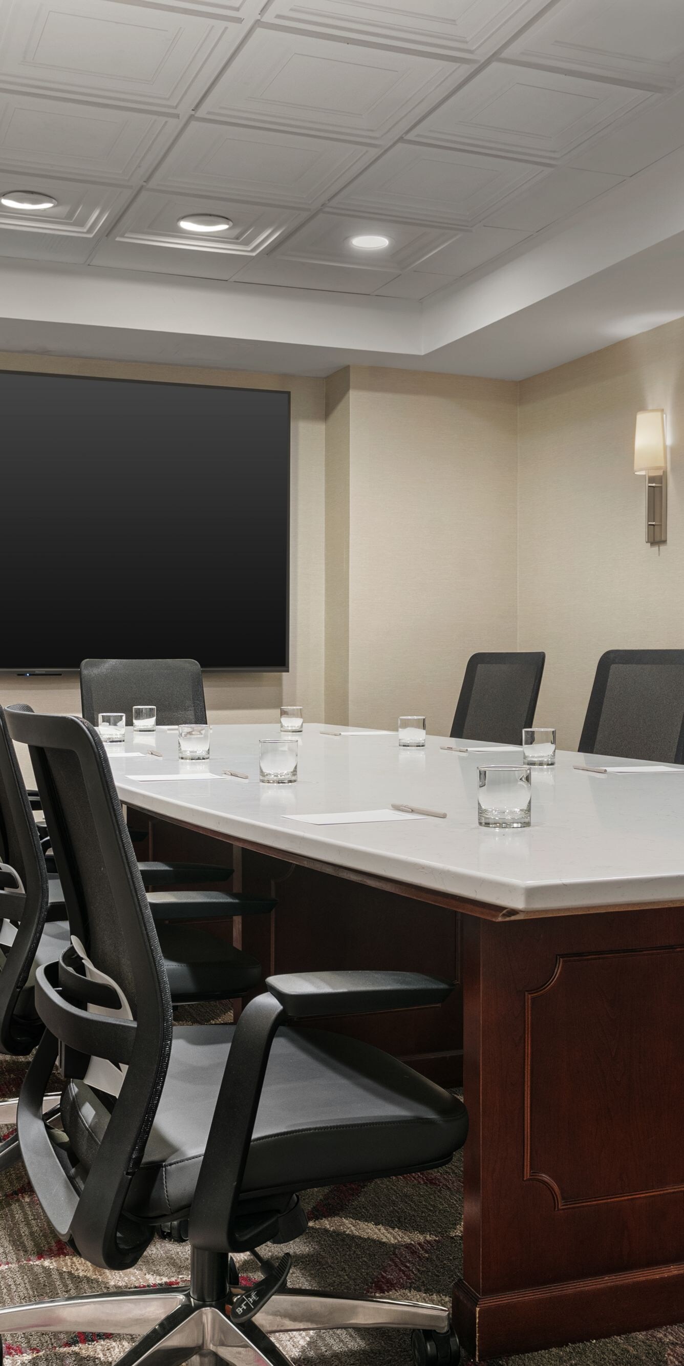 Boardroom with conference table and chairs