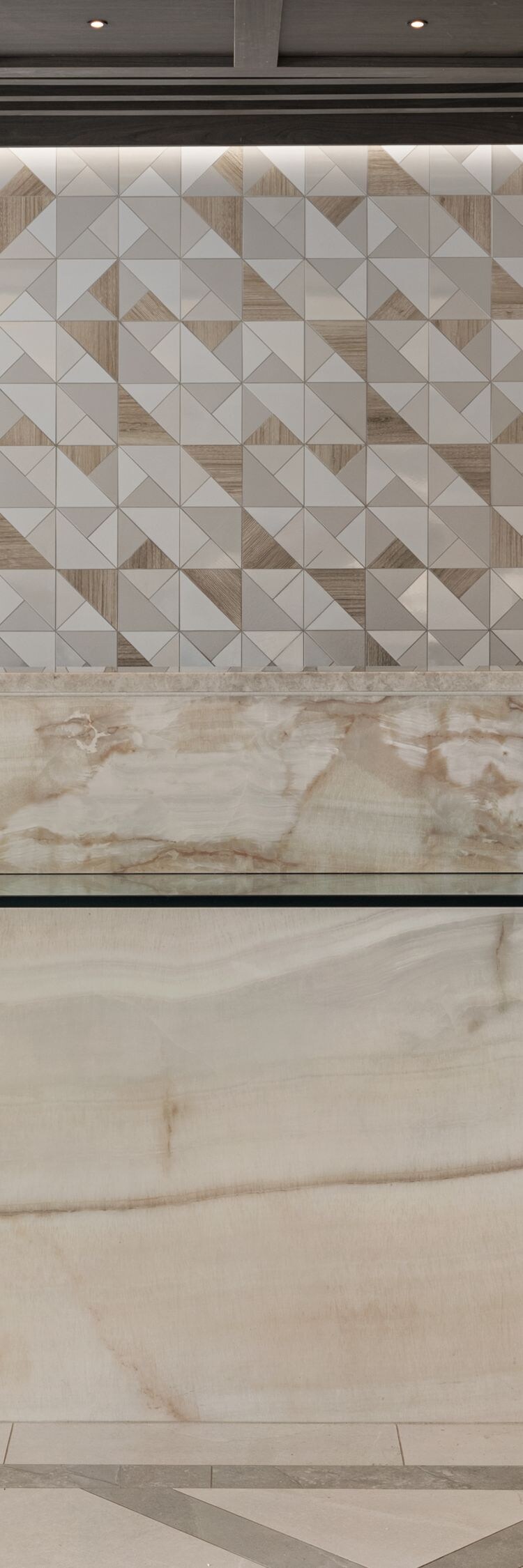 Hotel front desk with marble reception counter