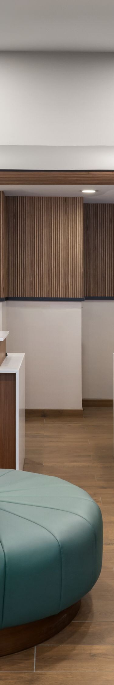 Hotel front desks and convenient seating