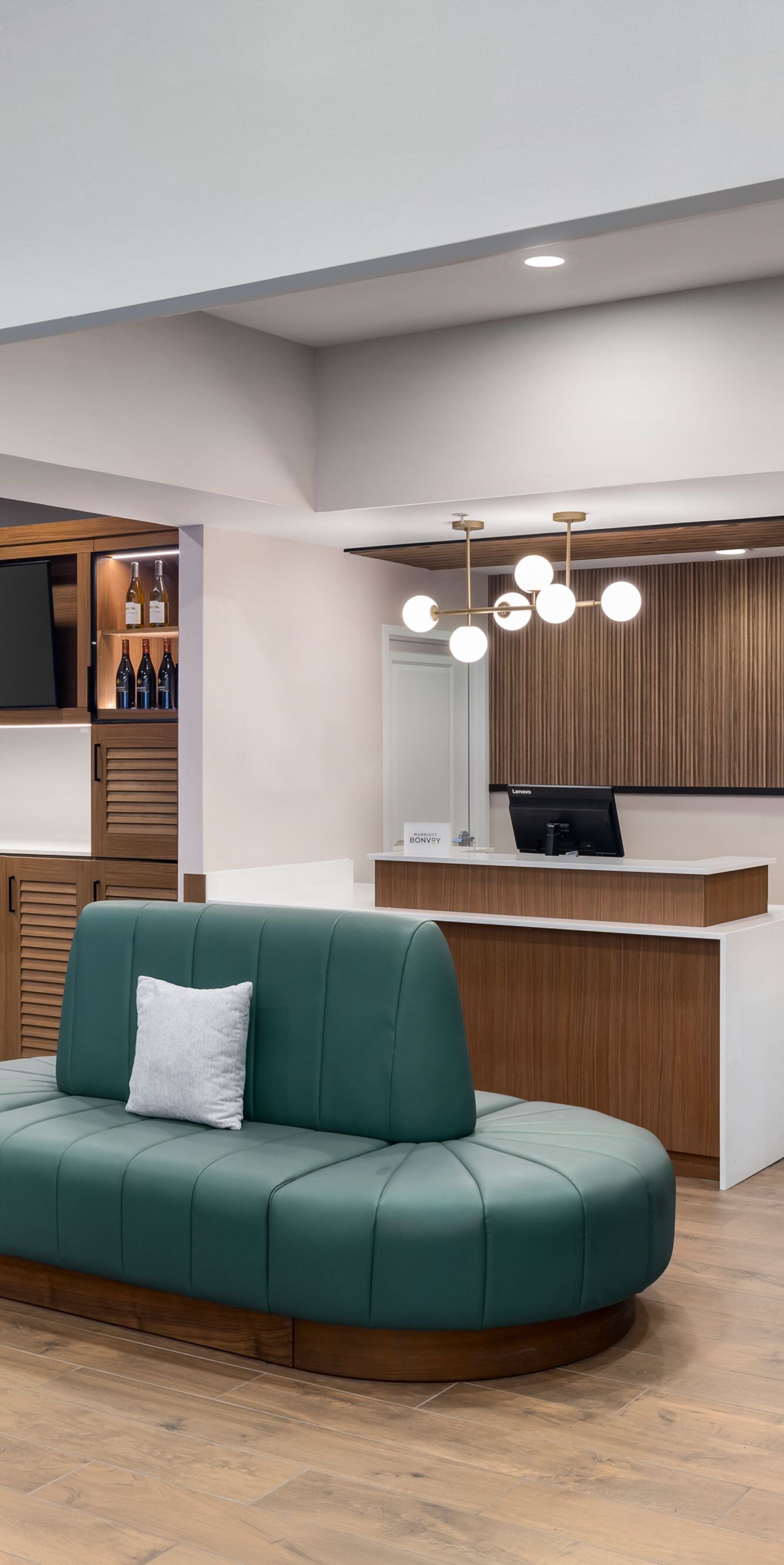 Lobby with convenience market and community table