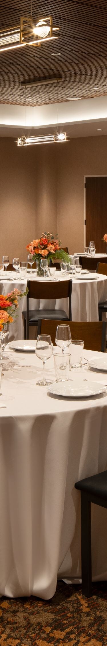 Ponderosa event space with round table setup