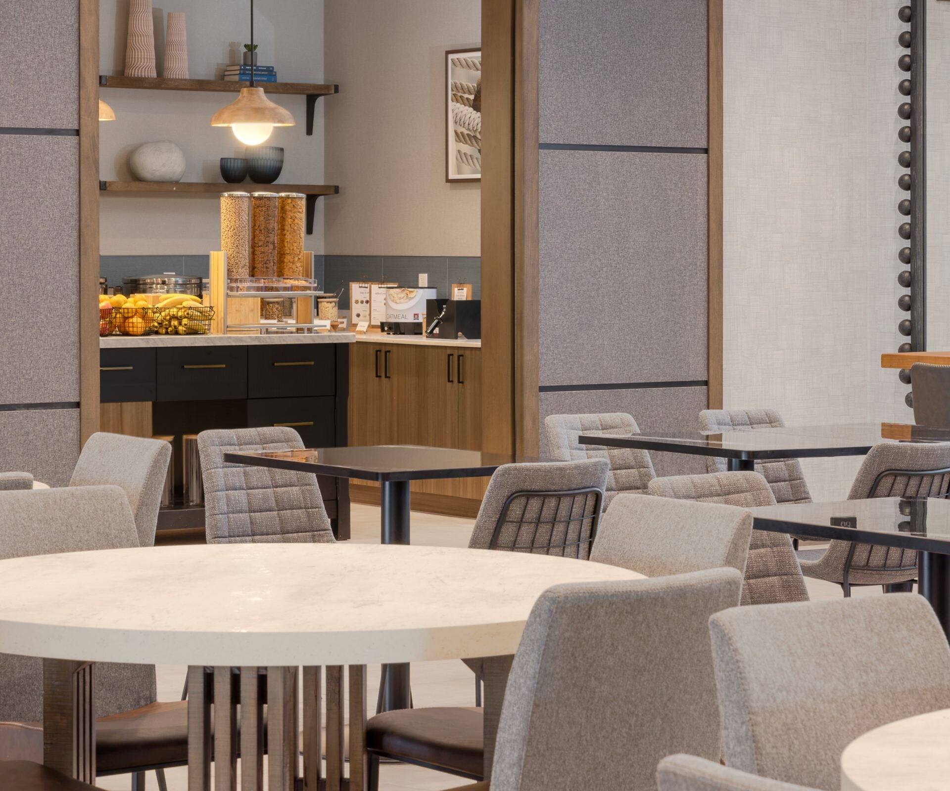 Breakfast buffet seating area
