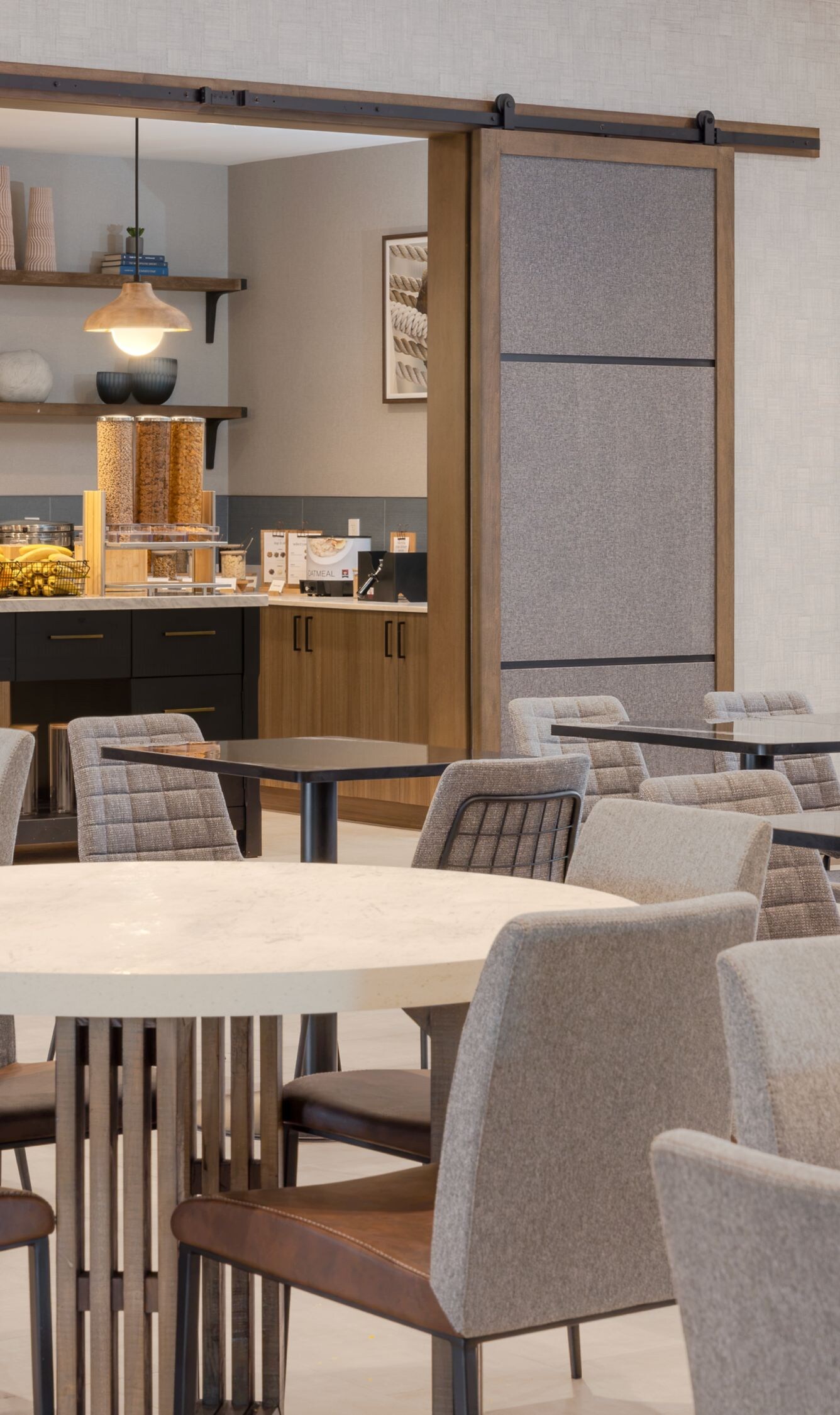 Breakfast buffet seating area